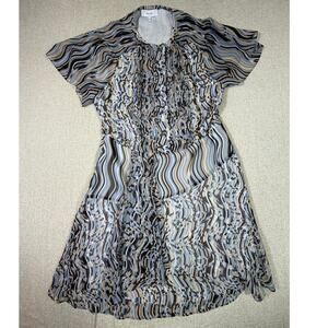 Reiss Women 10 Abstract Print Short Sleeve Lightweight Short Dress Chic